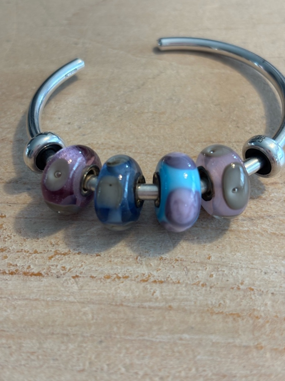 Glass beads with sterling silver core